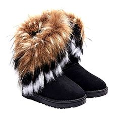 PRICES MAY VARY. Feature: The Winter Snow Boots with faux fur tassel and plush lining not only keep your feet warm but also look stylish and eye-catching. Easy to match: The Warm Plush Lined Boots can perfectly match your jeans, pants, dresses, coats, sweater, pullover,etc. Material: The Women Mid Calf Boot is made of durable and stable rubber, cloth and faux fur, which is comfortable to wear. Perfect present: The Snow Ankle Boots are deemed as a wonderful gift to your female friends on birthday Queen Vampire, Fuzzy Boots, Fur Snow Boots, Size 11 Women Shoes, Winter Schnee, Tassel Shoes, Ankle Shoes, Boots Mens, Snow Boots Women