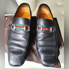 Used A Couple Of Times But Still Remains In Great Condition The Only Imperfection Is The Front Of The Shoes Where Is Used, Soles Are Brand New As Shown In Pictures. Questions? Lmk! Offers Are Welcome. Size Is 10.5, Box And Dust Bag Included Gucci Designer Leather Shoes For Work, Gucci Designer Leather Shoes With Round Toe, Gucci Designer Leather Shoes With Leather Sole, Gucci Designer Slip-on Loafers, Gucci Black Calf Leather Shoes, Gucci Designer Slip-on Leather Shoes, Designer Gucci Slip-on Leather Shoes, Gucci Designer Dress Shoes With Leather Sole, Designer Slip-on Loafers With Horsebit Detail