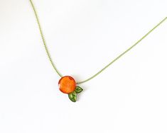 Orange Fruit Necklace, clementine pendant, fruit necklace, orange kawaii jewelry, mandarin tangerine Fruit Necklace, Necklace Orange, Kawaii Jewelry, Orange Fruit, Milwaukee Wi, Milwaukee, Pendant Necklaces, Silver Chain, Necklaces