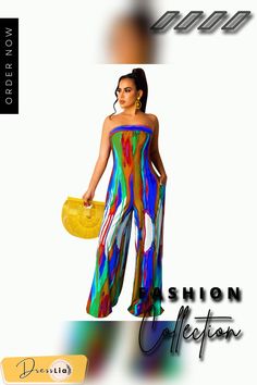 Tie Dye Printed Strapless Wide Leg Jumpsuit Style Wide Leg Pants, Flat Pant, Color Pick, Tie Dye Print, Wide Leg Jumpsuit, Fashion Flats, 1 Million, Fashion Pants, Wide Leg Pants