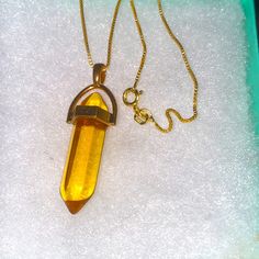 Lovely Handmade Yellow Crystal Necklace. Necklace Is Natural Yellow Quartz Crystal Necklace Measures 16” And Is Gold Plated Made In Italy . Comes With Gift Box. Elegant Yellow Handmade Crystal Necklaces, Yellow Faceted Necklace For Gift, Handmade Yellow Citrine Necklaces, Unique Yellow Hand-strung Necklace, Spiritual Yellow Hand-strung Necklaces, Brown Pearl Necklace, Yellow Spiritual Pendant Necklace, Yellow Citrine Pendant Necklaces, Yellow Citrine Pendant Necklace