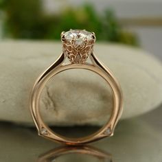 Solitaire Forever One Moissanite Engagement Ring 7mm Round Cut image 6 Morganite Wedding Rings, Solitaire Engagement Ring Settings, Peach Morganite, Ring Shank, Forever One Moissanite, Morganite Engagement, Vs Diamond, Morganite Engagement Ring, Euro Style