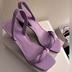 Abound Lilac/Lavender Mid Heels Perfect For Spring Never Worn Trendy Purple Block Heel Shoes, Trendy Purple Block Heel Heels, Trendy Purple Block Heels, Purple Synthetic Heels With Wrapped Heel, Trendy Purple Heels With Heel Strap, Chic Lavender Open Toe Heels, Trendy Purple Open Heel Heels, Purple Wrapped Block Heels, Purple Low Heel Shoes For Spring