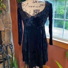 Nwt. Black Crush Velvet With Lace Inserts, Open Tie Back. 29” From Shoulder To Hem, 15”Armpit To Armpit Funky Fits, Digital Closet, Dream Girl, People Dress, Lace Insert, Crushed Velvet, Free People Dresses, Free People Dress, Tie Backs