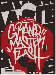 a red and black poster with the words grand mashti jah on it