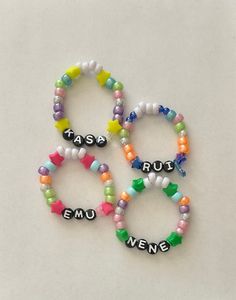 **IMPORTANT NOTICE For the shops opening, only a small amount of these will be available so I see how they sell:33** 🎡~ Four Variants: Tsukasa Tenma, Rui Kamishiro,  Nene Kusanagi, & Emu Otori! These are WonderlandsxShowtime themed beaded bracelets from the unit in Project Sekai: Colorful Stage! Feat. Hatsune Miku. The four cheerful group members in bracelet form!! Each character is made with pony beads and a special charm suited to them. *Details: -Width: 2.5 inches (Estimated), but can be stretched! -Materials: High-Quality stretchy string with pony beads, a special charm, letter beads, and faux pearls Themed Multicolor Wristband As A Gift, Themed Multicolor Wristband As Gift, Themed Multicolor Wristband For Gift, Multicolor Themed Personalized Jewelry, Customized Multicolor Jewelry For Friendship, Customized Multicolor Friendship Jewelry, Casual Customizable Multicolor Jewelry, Themed Beaded Multicolor Jewelry, Handmade Themed Beaded Bracelets For Birthday