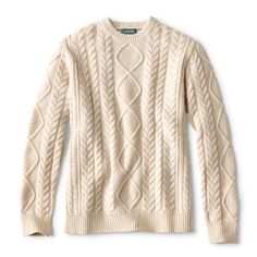 Inspired by Aran Islands sweaters, our cable knit crewneck honors Irish craftsmanship in a classic design. Irish Knit Sweaters, Aran Islands, Irish Sweater, Aran Sweater, Fly Shop, Twill Pants, Quilted Vest, Knit Crewneck, Cable Knit Sweater