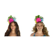 Your summer party spirit will bloom when you see this hibiscus flower headband! Each head wreath features bright colored flowers including yellow, pink, and blue on a fabric palm leaf backing. This sturdy lightweight headpiece is perfect for dress-up, luau, summer events, spirit day and other school events, Halloween, cosplay, festivals and more! Other Hawaiian/Polynesian costumes and accessories (grass skirts, leis, floral tops) are sold separately on our page - subject to availability. One siz Summer Flower Headpiece With Matching Headband, Summer Adjustable Flower Decoration Headpieces, Summer Adjustable Headpieces With Flower Decoration, Summer Flower Decoration Headband, Adjustable Summer Headpiece With Flower Decoration, Summer Flower Headband, Floral Headband For Summer, Summer Flower Headband Hair Accessories, Adjustable Flower Headband For Summer