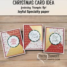 christmas card idea featuring stampin'up joyful specialty paper, and some other handmade cards