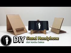 an image of some kind of cell phone in a case with cardboard on it and the text diy stand phone