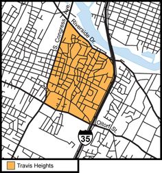 a map showing the location of travis heights