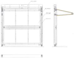 an architectural drawing of the front and back sides of a wall mounted speaker system, with two