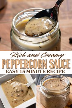 Rich and Creamy Peppercorn Sauce Recipe for Steaks and More Peppercorn Sauce For Steak, Peppercorn Sauce Recipe, Creamy Peppercorn Sauce, Peppercorn Sauce, Cooking Sauces, Gourmet Cooking, Culinary Experience, Steak Sauce, Savory Sauce