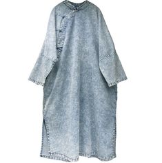 "【Fabric】 cotton 【Color】 Photo Color 【Size】 Shoulder width is not limited Bust 138cm / 54 \" length 118cm / 46\" Washing & Care instructions: -Hand wash or gently machine washable do not tumble dry -Gentle wash cycle (40oC) -If you feel like ironing (although should not be necessary) , do it with steam or while the dress is still slightly wet -Do not bleach If you like this dress, perhaps you will also like other dresses from our collection. Be sure to check our shop out before purchasing. F Bohemian Long Sleeve Cotton Denim Dress, Bohemian Long Sleeve Denim Dress, Long Sleeve Bohemian Denim Dress, Relaxed Fit Long Cotton Dress, Spring Cotton Loose Dress, Oversized Long Sleeve Denim Dress For Summer, Long Cotton Dress In Lagenlook Style, Lagenlook Long Cotton Dress, Cotton Lagenlook Relaxed Fit Dress