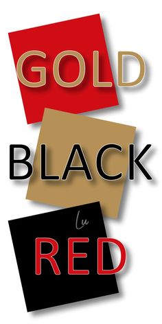 the words gold, black and red are stacked on top of each other in different colors