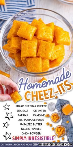 the recipe for homemade cheez it's is shown