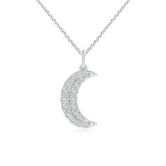 This 14k white gold crescent moon pendant beams with dazzling pave-set diamonds. It is sure to cast a spell with its ethereal charm. Gold Crescent Moon, Cast A Spell, Crescent Moon Pendant, To Cast, Moon Pendant, Crescent Moon, White Diamond, Crescent, Beams