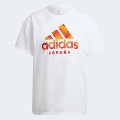 adidas 2022-23 Spain Women's Tee - White (Front) Spain National Team, Spain Print, Match Day, Football Tees, Team Names, Adidas Performance, White Adidas, Sport T Shirt, Crew Neck Tee