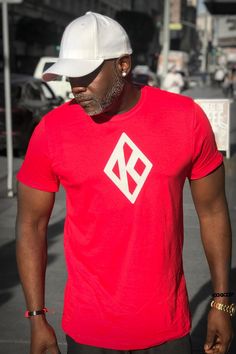 Mighty Nupe Diamond-K tee, red Red Tri-blend T-shirt For Streetwear, Urban Red Sports T-shirt, Red Urban Sports T-shirt, Urban Sports T-shirt With Branding, Sports Red T-shirt With Logo Print, Red Urban T-shirt With Logo Print, Red Graphic Print T-shirt For Workout, Red Crew Neck T-shirt For Gym, Urban Red Tops With Graphic Design