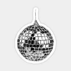 Black and white realistic disco ball drawing. -- Choose from our vast selection of magnets to match with your desired size to make the perfect custom magnet. Pick your favorite: Movies, TV Shows, Art, and so much more! Available in two sizes. Perfect to decorate your fridge, locker, or any magnetic surface with. White And Black Stickers, Iconic Stickers, Disco Stickers, Disco Ball Drawing, Black White Stickers, Laptop Stickers Aesthetic, Boy Stickers