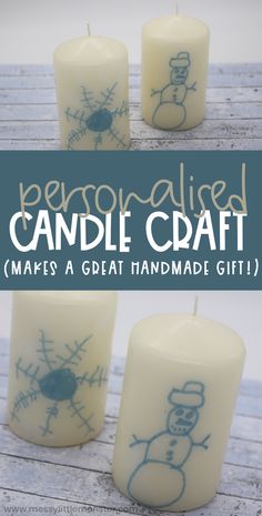 three candles that have been made to look like handmade candles with the words candle craft on