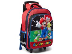 BIOWORLD Kids Super Mario Bros Backpack (Little Kid/Big Kid) - Backpack Bags : Red : A perfect choice for your kid's school trip and vacations, the BIOWORLD Kids Super Mario Bros Backpack will become your kid's favorite. This adaptive backpack comes with rolling wheels and a collapsible handle that allows your kid to slide it easily. The adjustable shoulder straps make it easy to carry around. This rolling backpack for kids features multi-versatile mounting and rings. Made from cotton, this stylish backpack is a must-have for your kid's next ride. Two zippered compartments. Two side mesh pockets. Cotton lining. Imported. Measurements: Bottom Width: 12 in Depth: 5 in Height: 16 in Red Themed Standard Backpack, Disney Red Standard Backpack, Fun Red Backpack Bag, Mario Backpack, Multicolor Standard Backpack For On-the-go, Kids School Backpack, Rolling Backpack, Stylish Backpacks, School Trip