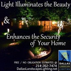 an advertisement for lights illuminating the beauty and enhances the security of your home