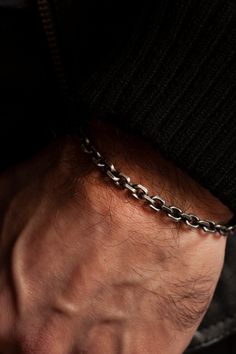 "Sterling Silver Chain Link Bracelet from TomerMJewelry Modern and a little edgy, this 925 sterling silver chain link bracelet also offers understated elegance. With squared off edged links, I add a black oxide finish to keep this classic piece masculine and timeless. ABOUT THIS BRACELET ⚬ Entirely made from 925 sterling silver. ⚬ Lobster clasp closure. ⚬ Comes in a handsome black alligator print gift box, ready for giving. 🌎 FREE worldwide shipping! MY GUARANTEE All of my jewelry is handmade b Classic Sterling Silver Link Bracelet, Classic Sterling Silver Link Bracelet Gift, Classic Silver Chain Charm Bracelet As Gift, Minimalist Handmade Link Bracelets, Handmade Minimalist Link Bracelet, Minimalist Handmade Link Bracelet, Sterling Silver Link Bracelet Gift, Silver Chain Link Charm Bracelet Gift, Classic Handmade Chain Bracelet For Everyday