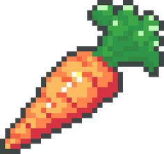 an image of a pixelated carrot with green leaves on it's end and the top part of the carrot is orange