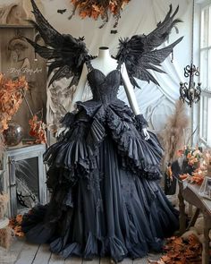 Fairy Dress Costume, Black Wedding Gowns, Purple Gowns, Fairy Dresses, Halloween Decorating, Steampunk Costume, Goth Dress, Gothic Dress