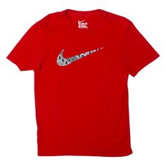 NIKE Mens T-Shirt Red Short Sleeve S Red Sports T-shirt With Screen Print, Red Moisture-wicking T-shirt For Streetwear, Sports Red T-shirt With Logo Print, Sporty Red T-shirt For Sports Season, Red S, Nike Mens, Nike Men, Cuff, Nike