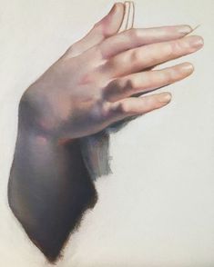 a painting of a person's hand holding something