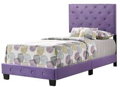 Glory-Furniture-Suffolk-G1402-TB-UP-Twin-Bed-,-PURPLE- Purple Headboard, Upholstered Twin Bed, Crib Desk, Tufted Upholstered Headboard, Upholstered Panel Bed, Upholstered Panels, Teen Bedding, Beds & Bed Frames, Types Of Beds