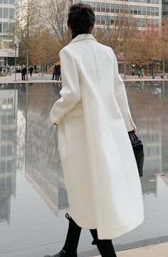 Long Single-breasted Wool Coat For Office, Solid Long Sleeve Sweater Coat For Workwear, Long Wool Coat For Workwear, Fall Season, Long Wool Coat For Fall Workwear, White Long Wool Coat For Formal Occasions, Solid Wool Coat For Work, Solid Long Wool Coat For Work, Solid Wool Long Coat For Work, Tailored Long Outerwear For Spring