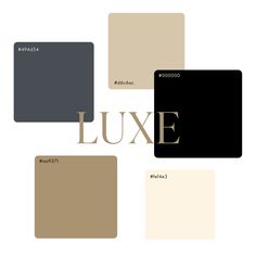 the color scheme for luxury furniture in beige, black and grey colors with text that says luxury