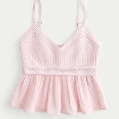 summer tops💐🫐🌸-Produktset von demetradias auf LTK Babydoll Top Outfit, Hollister Clothes, Pretty Tops, Striped Tube Top, Lace Trim Tank Top, Crochet Style, Xmas List, Black Pleated Skirt, Knit Crop Top