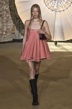 Babydoll Dress Runway, Ss24 Fashion Runway, Fashion Week Ss 2024, 2024 Fashion Week, Ss25 Fashion Trends, Babydoll Fashion, Low Waist Dress, Babydoll Dress Outfit, Babydoll Dress Vintage