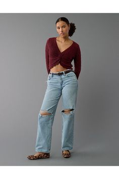 Rigid in the front. Stretchy in the back. Magic all over with innovative 50/50 construction./Comfort Stretch Waistband for an extra dose of comfy!/Light wash/Ripped Cheap Non-stretch Women's Jeans, Cheap Non-stretch Solid Color Jeans, Good American Jeans Curvy, Non-stretch Cheap Jeans, Cheap Non-stretch Jeans, One Rip Jeans, Cheap Non-stretch Medium Wash Jeans, American Apparel High Waisted Jeans, Ripped Jeans American Eagle High Waisted