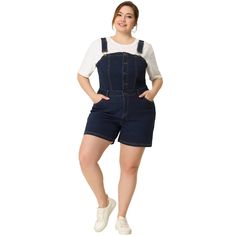 These stylish overalls shorts feature single-breasted detailing, roomy pockets, adjustable straps, a solid color, bib shorts, and lightweight fabric. A must-have all-match new style for summer, adding it to your wardrobe is your most suitable choice. The Short Overalls Denim Bib jeans can create a casual look with a loose oversized boyfriend tee and a fresh pair of white sneakers that will keep you feeling super comfy all-day. Casual Shortalls With Button Closure And Bib Front, Summer Bib Front Shortalls With Button Closure, Stylish Overalls, Overalls Denim, Button Jeans, Overalls Shorts, Short Overalls, Plus Size Denim, Boyfriend Tee