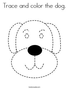 trace and color the dog worksheet