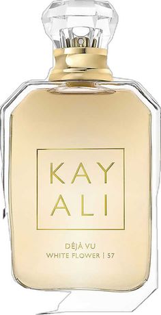 The name of this perfume from Huda Beauty—Kayali Déjàvu White Flower: 57—tells everything about a perfume the Kattan sisters wanted to be special. Kayali translates as “my imagination”. Deva Ju speaks to the intertwining of perfume and memory. White Flower, because Mona Kattan combined all of her favourite white flowers in one fragrance. And 57 is how many versions of the scent were created before they landed on this one.| Huda Beauty eau de parfumWear alone or layered with another of the brand’ Perfume Inspiration, Signature Perfume, Citrus Perfume, Classic Perfumes, Luxury Perfumes, Spring Scents, Perfume Floral, New Perfume