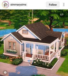 Sims 4 Houses Single Story, Sims One Story House, Streamlet Single Renovation Sims 4, 20 X 15 Sims House, Sims 4 Single Mom House Layout, Sims 20x15 House, Single Mom Sims 4 House, 3 Bedroom Sims 4 House, Sims 4 2 Bedroom House Plan