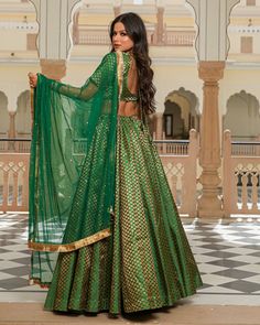 Beautiful Leafy Green Lehenga Set - www.riafashions.com Eid Anarkali Choli With Zari Work, Semi-stitched Anarkali Choli With Cutdana, Anarkali Chanderi Choli For Diwali, Diwali Anarkali Choli In Chanderi, Anarkali Choli With Cutdana For Festive Occasions, Festive Anarkali Choli With Cutdana, Eid Chanderi Choli In Chandbali Shape, Chanderi Chandbali Choli For Eid, Anarkali Chanderi Choli For Festive Occasions