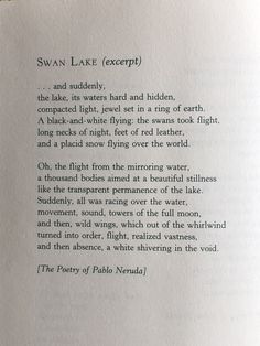 an open book with the words swan lake except and it's waters hard and hidden