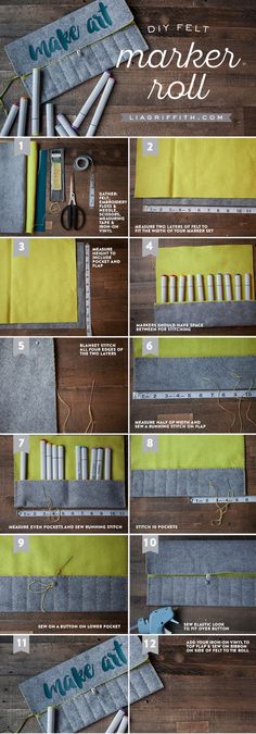 instructions to make a diy felt marker roll