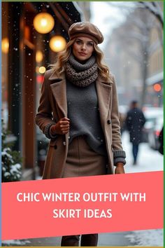 Discover the ultimate winter outfit with skirt ideas for cozy yet chic style. Dive into trendy looks featuring layered sweaters, tights, and ankle boots. Find inspiration from 20 stunning photos showcasing warm, stylish ensembles perfect for the cold season. Stay fashion-forward with these essential tips and tricks for winter. Classy Winter Skirt Outfits, Winter Looks With Skirts, Shoes To Wear With Skirts Winter, Winter Outfit With Skirt, Nyc Outfits Winter, Dark Academia Outfit Aesthetic, Winter Midi Skirt Outfit, Winter Midi Skirt