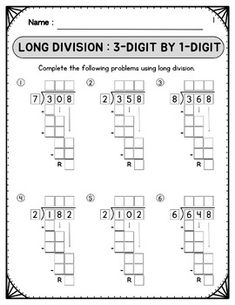 long division 3 digit by 1 digit worksheet