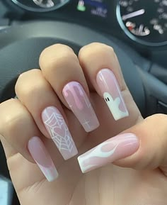 Paznokcie Hello Kitty, Holloween Nails, Halloween Acrylic Nails, Acrylic Nails Coffin Pink, Acrylic Nails Coffin Short, Short Acrylic Nails Designs, Pink Acrylic Nails, Fire Nails, Dope Nails