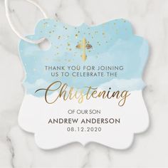 Gold And Blue Watercolor Boy Christening Thank You Favour Tags | Zazzle.co.uk Vintage Baptism, Baby Boy Christening, Baptism Decorations, Christening Party, Baby Boy Baptism, Boy Christening, Baptism Cake