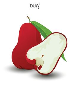 an apple and a pear with the word wufu written below it in english, on a white background